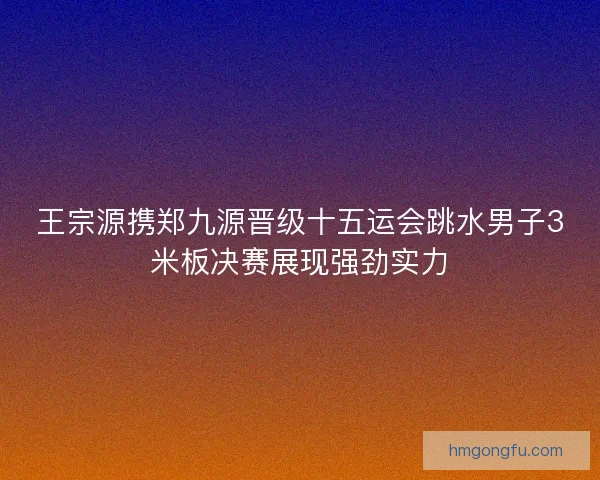 王宗源携郑九源晋级十五运会跳水男子3米板决赛展现强劲实力
