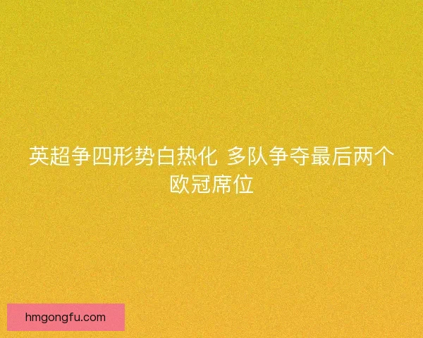 英超争四形势白热化 多队争夺最后两个欧冠席位